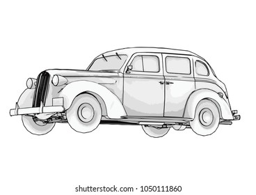 sketch retro car vector