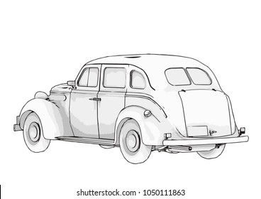 sketch retro car vector