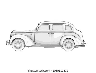 sketch retro car vector