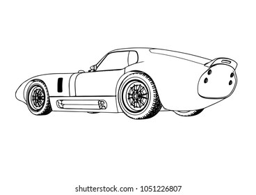 sketch retro car vector