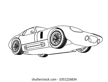 sketch retro car vector