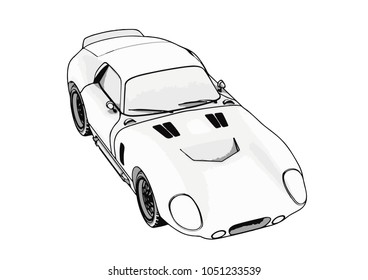 sketch retro car vector
