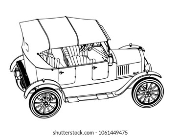 sketch retro car vector
