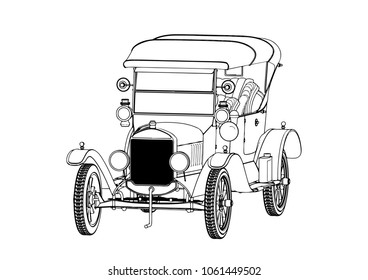 sketch retro car vector