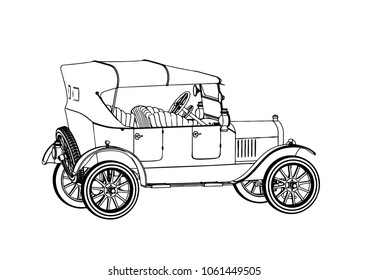 sketch retro car vector