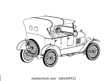 sketch retro car vector
