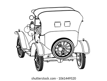 sketch retro car vector