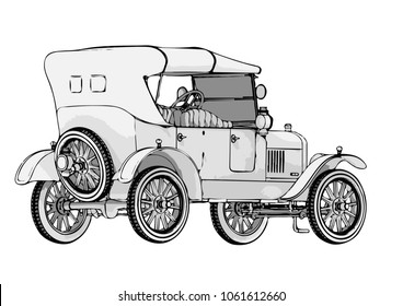 sketch retro car vector