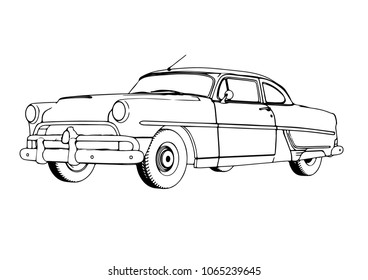 sketch retro car vector