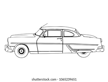 sketch retro car vector