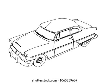 sketch retro car vector