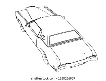 sketch retro car vector