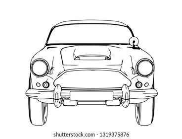sketch retro car vector