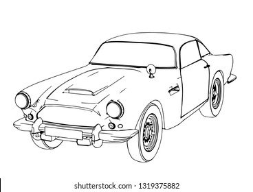 sketch retro car vector