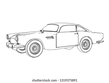 sketch retro car vector