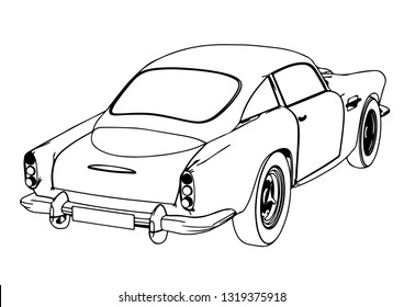 sketch retro car vector