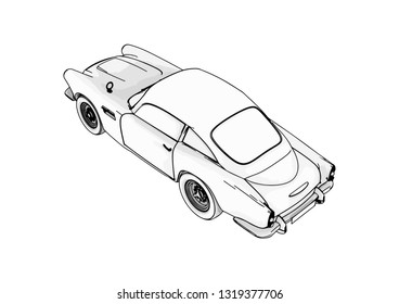 sketch retro car vector