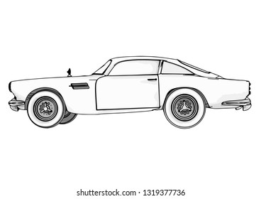 sketch retro car vector