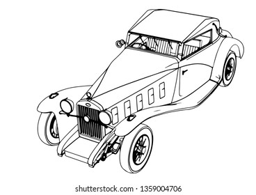 sketch retro car vector