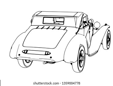 sketch retro car vector