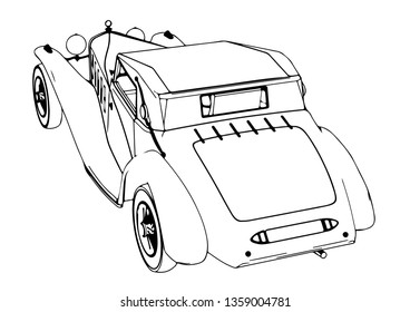 sketch retro car vector