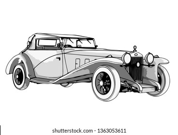 sketch retro car vector
