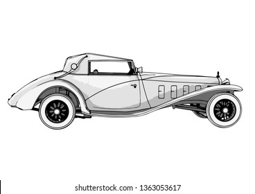 sketch retro car vector
