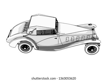 sketch retro car vector

