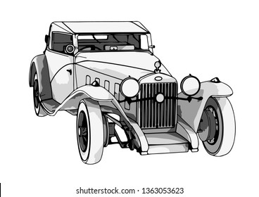 sketch retro car vector
