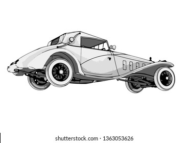 sketch retro car vector
