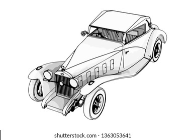 sketch retro car vector
