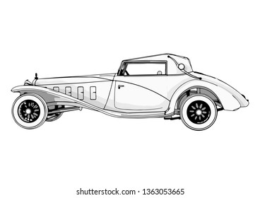 Sketch Retro Car Vector Stock Vector (Royalty Free) 1363053665 ...