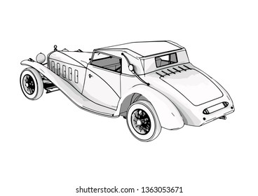 sketch retro car vector
