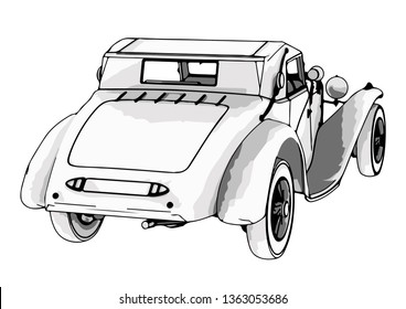 sketch retro car vector
