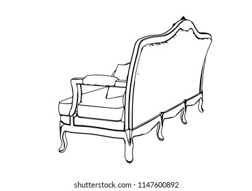 Sketch Retro Sofa Vector Stock Vector (Royalty Free) 1147600913 ...