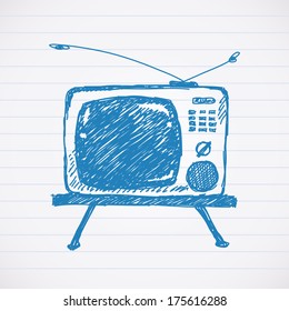 Sketch of retro TV set Vector