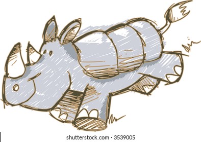 Sketch Rhinoceros Vector Illustration