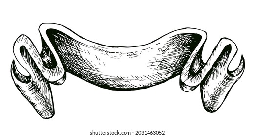 Sketch ribbons sticker for text on a white background. Hand drawing lettering background in banner and postcard designs.