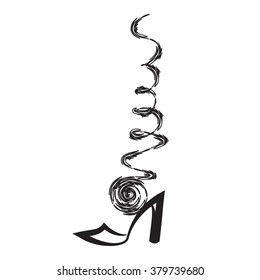 sketch of ribbons-laces high heel sandale 