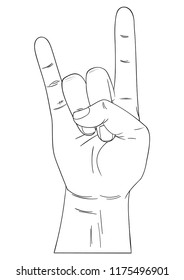 Sketch Right Hand Sign Rock N Roll