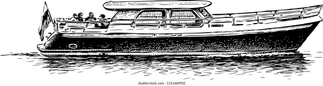 Sketch of a river pleasure boat