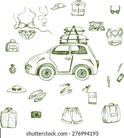 sketch with road trip elements for your design