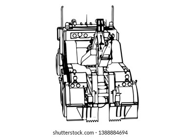 sketch road truck vector on a white background