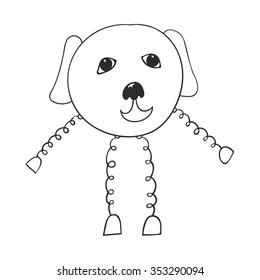 Sketch of a robot dog on isolated white background.