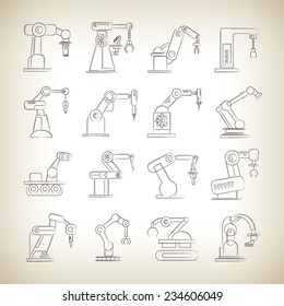 sketch robot icons,industrial robot