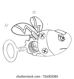 sketch of a robot wasp or bee - Steampunk style