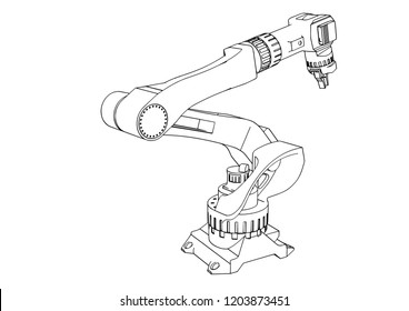 sketch robotic arm  vector
