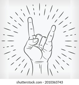 Sketch Rock n Roll Hand Outline Doodle Symbol Vector Drawing