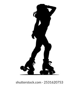 Bosquejo del Vector de la muchacha del patinaje sobre ruedas, la muchacha joven es Vector del patinaje sobre ruedas.