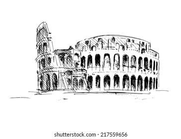 Colosseum Sketch Gorsel Stok Fotograf Ve Vektorleri Shutterstock